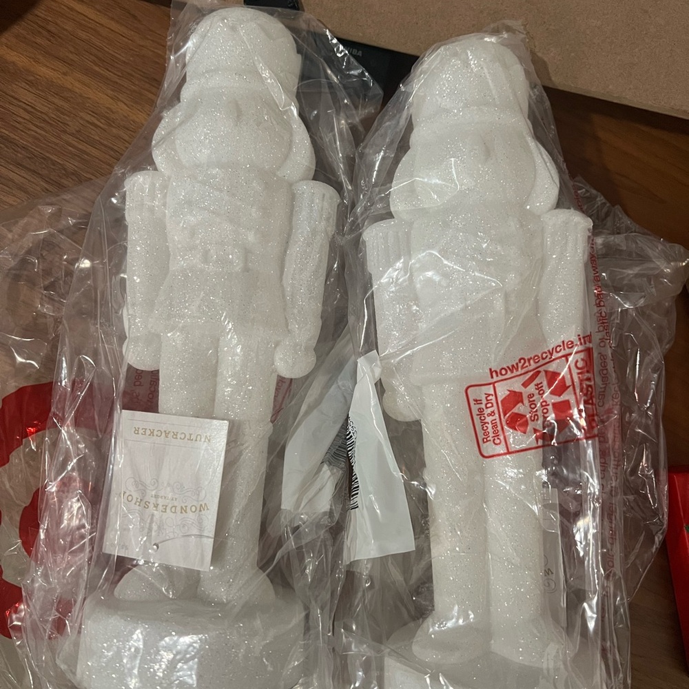 White Glitter Nutcracker Figurines 12in